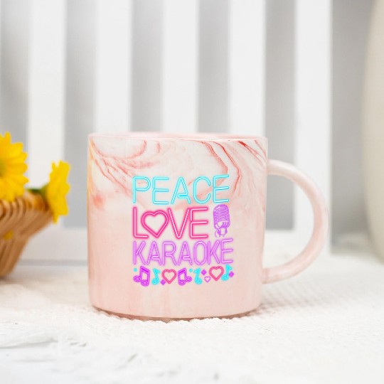 Karaoke Singer 80s Retro Peace Marble Mugs