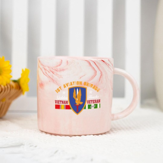 1st Aviation Brigade Vietnam Veteran Golden Hawks Marble Mugs