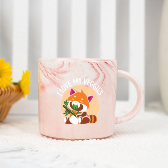 I Love My Veggies Red Panda Bear Whisperer Animal Marble Mugs