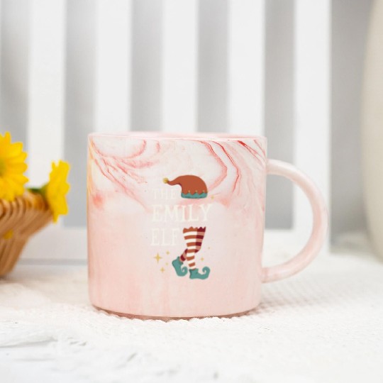 The Emily Elf - Christmas Pajama for Emily Marble Mugs