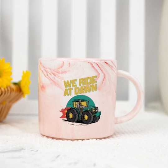 We Ride At Dawn Dad Lawn Mower Make Laugh Day Yard Marble Mugs