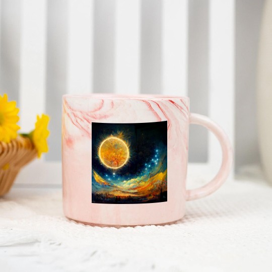 Full moon and Sun Marble Mugs