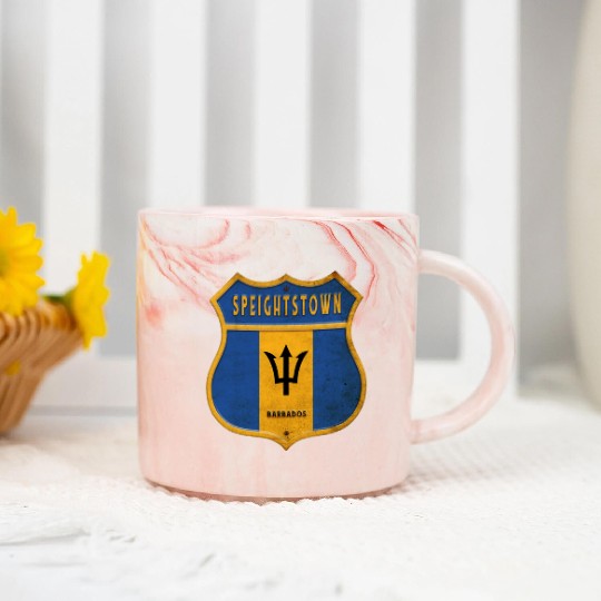 Speightstown Barbados coat of arms flag design Marble Mugs