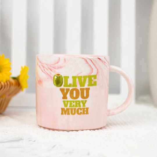 Olive I love You Very Much - Love Veggies Marble Mugs