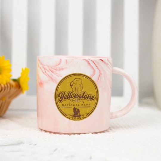 YStone US National Park Bison Buffalo Vintage Marble Mugs