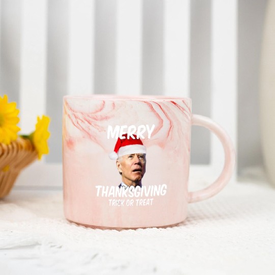 sarcastic funny merry thanksgiving trick or treat Marble Mugs