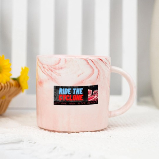 RIDE THE CYCLONE, YOGA, SLEEP, REPEAT Marble Mugs