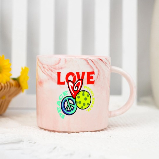 I Love Pickleball Funny Pickle Ball Player Marble Mugs