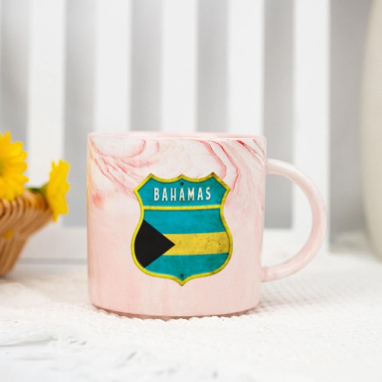Bahamas coat of arms flag design Marble Mugs