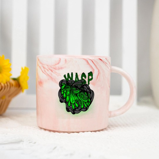 Iron Toxic Neon Wasp Design Marble Mugs
