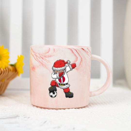 Soccer Boy Dabbing Santa Christmas Jersey Japan Marble Mugs