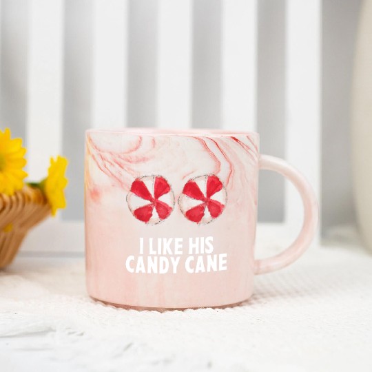 I Like His Candy Cane Funny Couples Christmas Marble Mugs