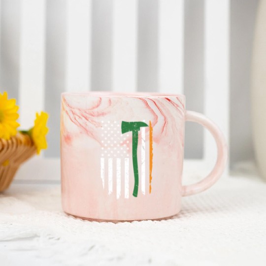 Irish Firefighter American Flag Ireland Marble Mugs