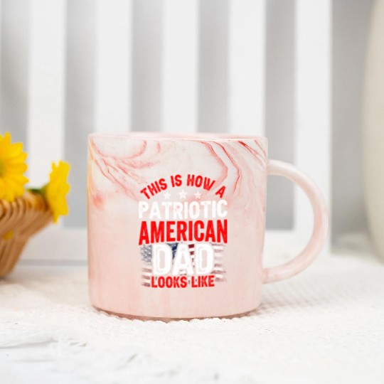 This Is How A Patriotic American Dad Looks Like US Marble Mugs