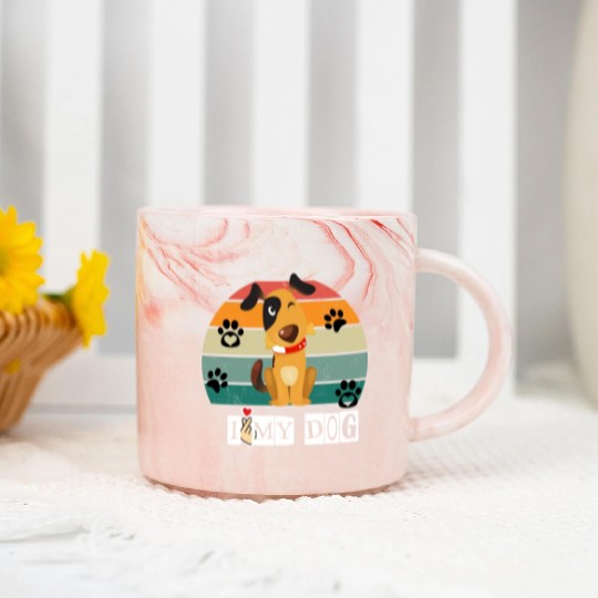 I Love My Dog Marble Mugs