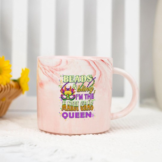 Beads and Bling I'm The Mardi Gras Queen Marble Mugs