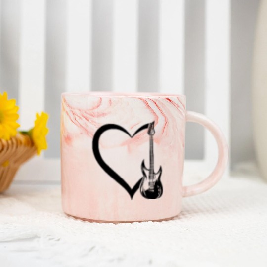 Guitar Heart Guitar Player Bass Guitarist Bass Gui Marble Mugs