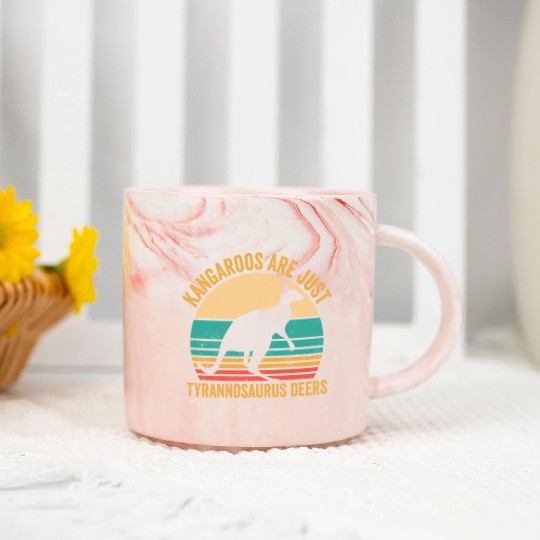 Funny Kangaroo Are Just Tyrannosaurus Deers Retro Marble Mugs