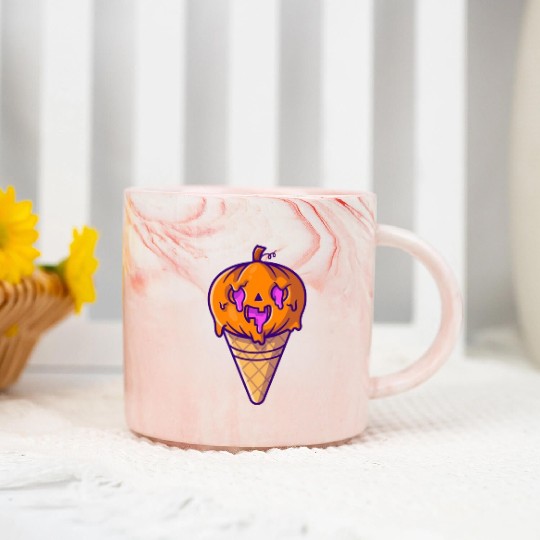 Ice cream pumpkin halloween it snow Marble Mugs