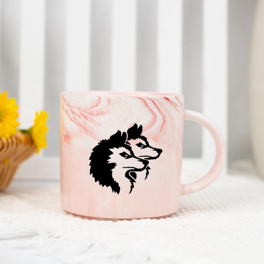 Alpha Wolf Pack Logo Marble Mugs