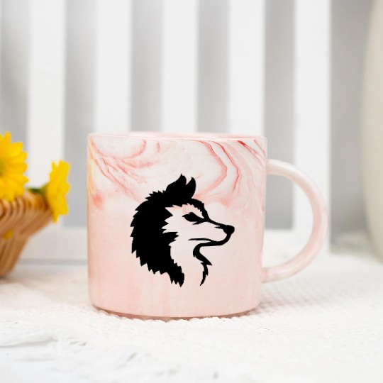 Alpha Wolf Cool Logo Marble Mugs