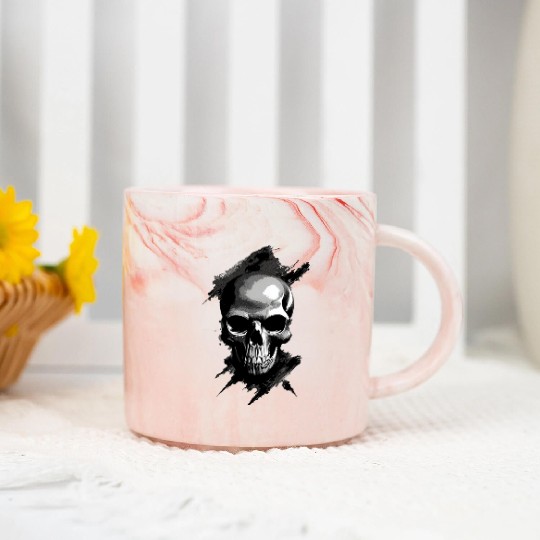 Silver Skull Marble Mugs