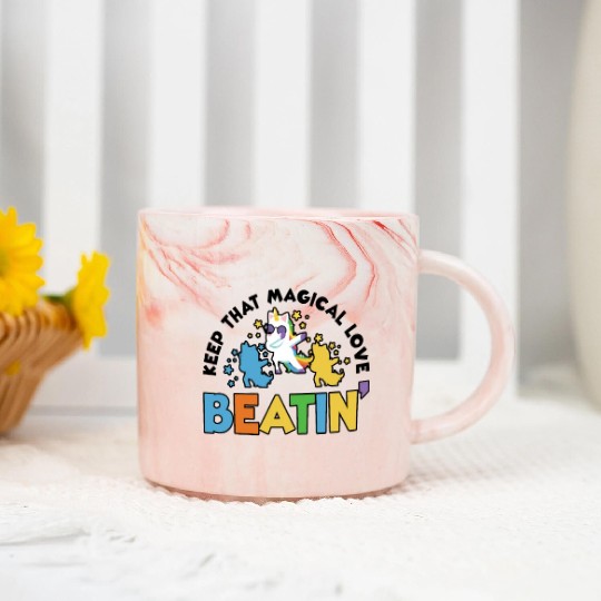 Rainbow Animal Singing Playing Unicorn Lover Marble Mugs