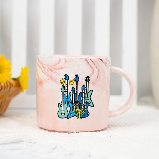 Hanukkah Guitars Chanukah Jewish Rock Rocker Marble Mugs