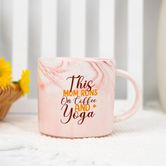 This Mom Runs On Coffee And Yoga Marble Mugs