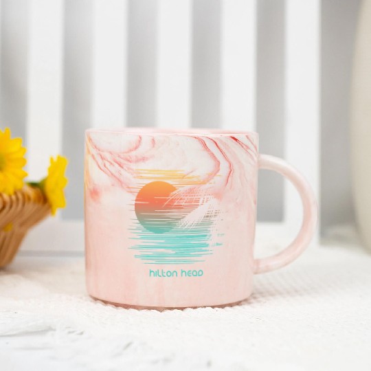 Artistic Hilton Head South Carolina Palm Tree Marble Mugs