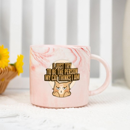 Cat Meme Design for a Cat Lady or Cat Mom Marble Mugs