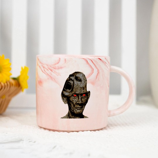 Stoic Old Man With Cracked Leathery Skin Red Eyes Marble Mugs