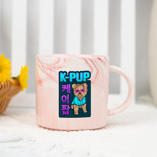 K POP Dog Designs for a Korean Pop Fan Marble Mugs