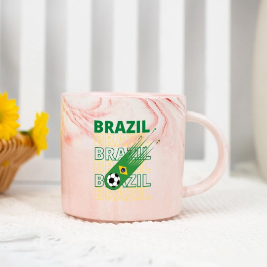Retro World Brazil Soccer Marble Mugs