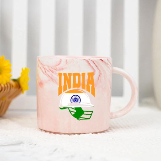 India Helmet Cricket Player Marble Mugs