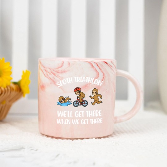 Sloth Triathlon Funny Triathlon Gift Marble Mugs