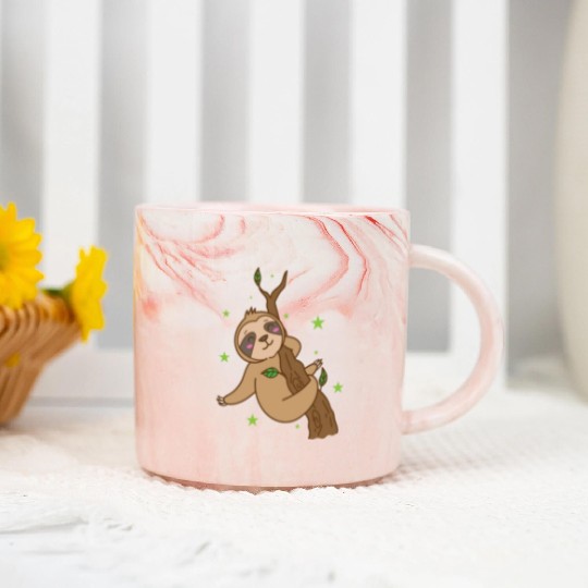 Sloth chilling on Tree Nature lazy Marble Mugs