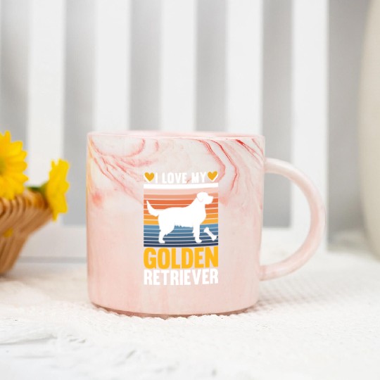 I Love My Golden Retriever Marble Mugs