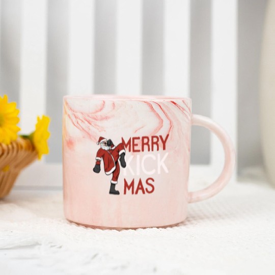 Santa Claus Martial Arts Merry Kickmas Martial Marble Mugs