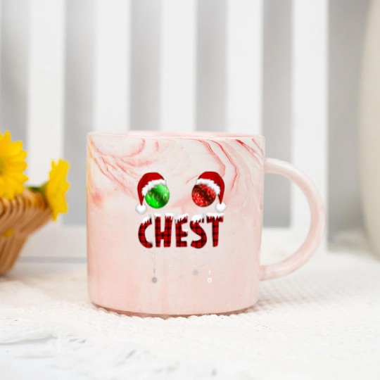 Chest Nuts Christmas Funny Matching Couple Marble Mugs