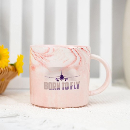 Born To Fly Aviation Pilot Airline Marble Mugs