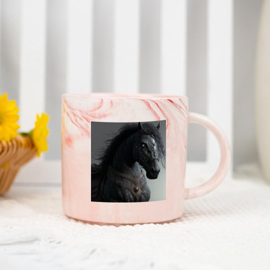 Chaos fantasy beast black horse Marble Mugs