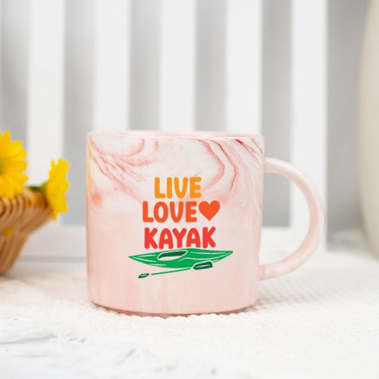 Live Love Kayak Hobby Kayakist Kayaking Lover Marble Mugs