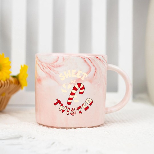 Sweet but twisted candy canes pun Marble Mugs