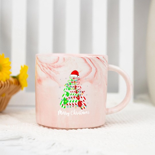 Candy Cane Santa Hat Funny Xmas Tree Merry Marble Mugs