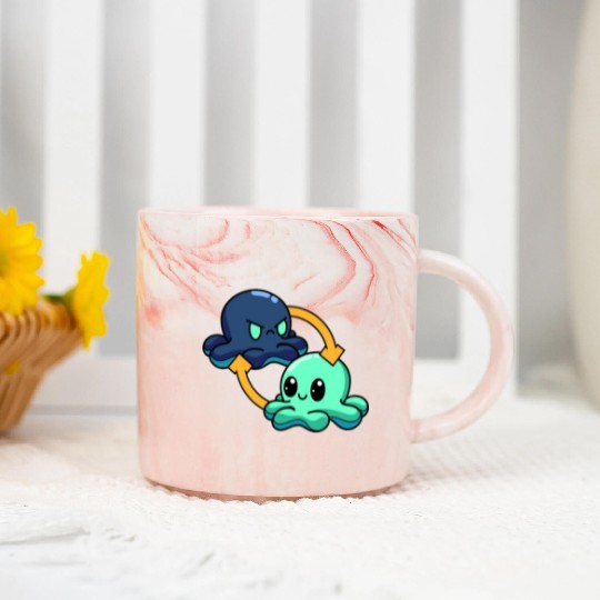 Reversible Octopus Emotional Switch Leisure Marble Mugs