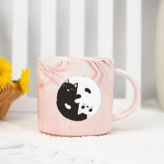 ying yang cat Marble Mugs