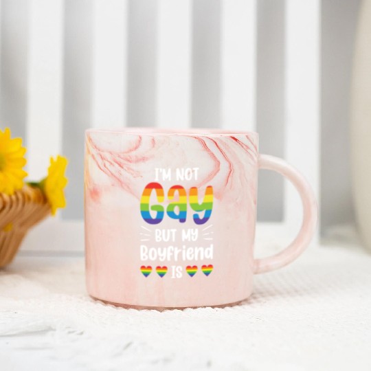 I'm Not Gay But My Boyfriend Is Funny Gay Couple Marble Mugs