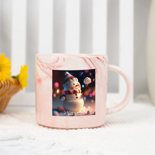 Snowman holding Candy Marble Mugs