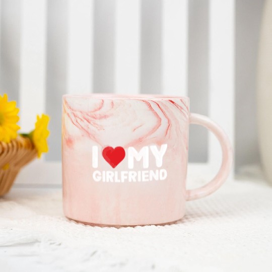 I Love My Girlfriend Red Heart Boyfriend I Love Marble Mugs